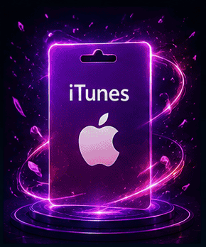 iTunes card with Apple logo on a dark background