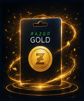 Razer Gold card with glowing effects on a dark background