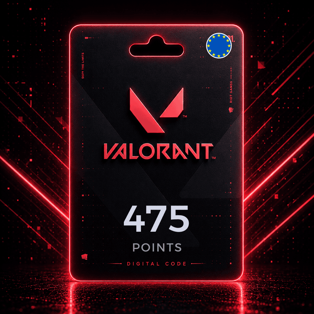 Valorant digital points card with red and black design on a dark background