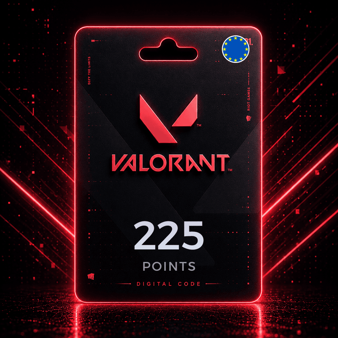 Digital points card for the game 'Valorant' with a red and black design.